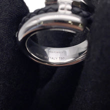 Load image into Gallery viewer, HERMES Ring Tourni Tresse Size 60/20 issue BlackH100128FJ8958 Metal Swift Leather
