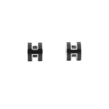 将图像加载到图库查看器中，HERMES Pop Ash Earrings Size Mini Black Metal Lacquer

