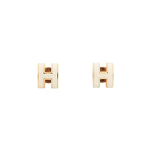 Load image into Gallery viewer, HERMES Pop Ash Earrings Size Mini White Gold Plated Lacquer
