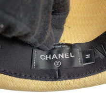 Load image into Gallery viewer, CHANEL CC Logo Ribbon Straw Hat Size M Beige/Gray/Black Straw Cotton100%
