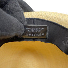 Load image into Gallery viewer, CHANEL CC Logo Ribbon Straw Hat Size M Beige/Gray/Black Straw Cotton100%

