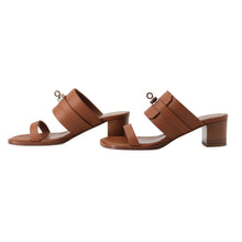 Load image into Gallery viewer, HERMES Sandals Ninon 50 GoldH262125Z 20350 Calf Leather Size 36
