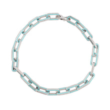 将图像加载到图库查看器中，LOUIS VUITTON Collier Monogram Links Chain Necklace Silver/Turquise BlueM80194 Metal
