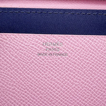 将图像加载到图库查看器中，HERMES Nouveau To Go Shoulder Wallet Mauve Sylvestre/Lime/Cuivre Epsom/Swift Leather
