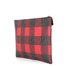 将图像加载到图库查看器中，Dior Dior Homme Trotter Check Pattern Clutch Bag Red/Black PVC Leather
