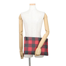 将图像加载到图库查看器中，Dior Dior Homme Trotter Check Pattern Clutch Bag Red/Black PVC Leather
