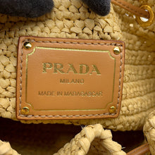 将图像加载到图库查看器中，PRADA 2WAY Bucket Bag Beige/Light Brown1BE068 Raffia Leather
