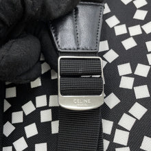 将图像加载到图库查看器中，CELINE Design Print Backpack Black/White188382BHR.38AW Nylon Canvas Leather Size Medium
