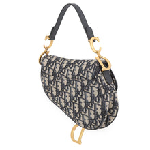 将图像加载到图库查看器中，Dior Oblique Saddlebag Mini Navy/BeigeM0447CTZQ_M928 Canvas Leather

