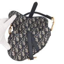 将图像加载到图库查看器中，Dior Oblique Saddlebag Mini Navy/BeigeM0447CTZQ_M928 Canvas Leather
