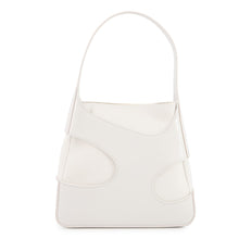 Load image into Gallery viewer, Ferragamo Cutout Handbag White213487 Leather Canvas Size Small
