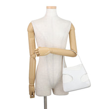 Load image into Gallery viewer, Ferragamo Cutout Handbag White213487 Leather Canvas Size Small
