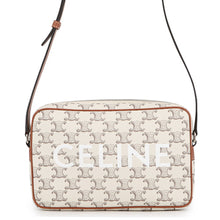 将图像加载到图库查看器中，CELINE Triomphe Logo Shoulder Ivory/Brown194502 PVC Leather Size Medium
