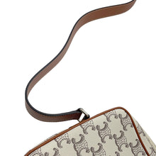 将图像加载到图库查看器中，CELINE Triomphe Logo Shoulder Ivory/Brown194502 PVC Leather Size Medium
