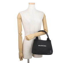 Load image into Gallery viewer, BALENCIAGA NavyCabas Black390346AQ38N1000 Canvas Leather Size XS
