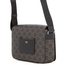 Load image into Gallery viewer, CELINE Triomphe Flap Shoulder Black/Brown111592ETH.38SI PVC Leather
