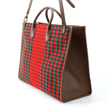 Load image into Gallery viewer, GUCCI Interlocking G Houndstooth 2-Way Bag Red/Multicolor644994 Canvas Leather
