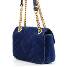 将图像加载到图库查看器中，GUCCI GG Marmont Shoulder Bag Blue446744 Velour
