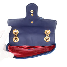 将图像加载到图库查看器中，GUCCI GG Marmont Shoulder Bag Blue446744 Velour
