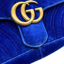 将图像加载到图库查看器中，GUCCI GG Marmont Shoulder Bag Blue446744 Velour
