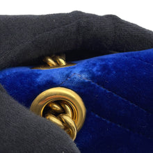 将图像加载到图库查看器中，GUCCI GG Marmont Shoulder Bag Blue446744 Velour
