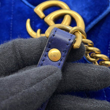 将图像加载到图库查看器中，GUCCI GG Marmont Shoulder Bag Blue446744 Velour
