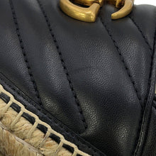 将图像加载到图库查看器中，GUCCI GG Marmont Espadrilles Black551890 BKO00 1000 Leather Size 34 1/2
