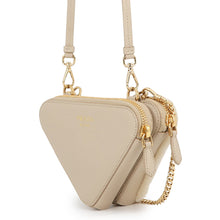 Load image into Gallery viewer, PRADA Triangle W Mini Pouch 2WAY Bag Beige1NR015 Fur Leather
