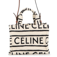 Load image into Gallery viewer, CELINE Small Cabas Thais 2WAY Bag White/Black199162ERP Cotton Leather Size Small
