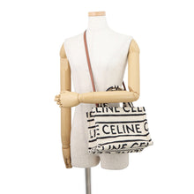 Load image into Gallery viewer, CELINE Small Cabas Thais 2WAY Bag White/Black199162ERP Cotton Leather Size Small
