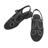 HERMES Kim ballet shoes Black Fabric Leather Size 35 1/2