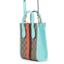 Load image into Gallery viewer, GUCCI Interlocking G Mini 2WAY Bag Light Blue/Beige/Orange671623 GG Supreme Leather
