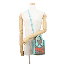 Load image into Gallery viewer, GUCCI Interlocking G Mini 2WAY Bag Light Blue/Beige/Orange671623 GG Supreme Leather
