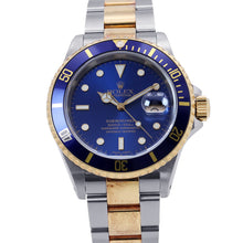 将图像加载到图库查看器中，ROLEX Submariner Date W40mm Stainless Steel K18YG Blue Dial16613
