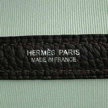 将图像加载到图库查看器中，HERMES Garden Party VertPeppermint/Marron Toile Offiche Negonda Leather Size PM
