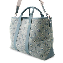 将图像加载到图库查看器中，LOUIS VUITTON Weekend Tote NM BlueM22537 Monogram Washed Denim
