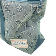 将图像加载到图库查看器中，LOUIS VUITTON Weekend Tote NM BlueM22537 Monogram Washed Denim
