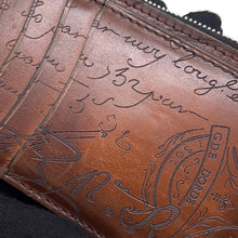 Load image into Gallery viewer, Berluti Calligraphy Key Ring Coin Purse Brown scritto leather
