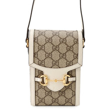 Load image into Gallery viewer, GUCCI Horsebit 1955 GG Supreme Shoulder Bag Beige/Brown/White625615 GG Supreme Leather

