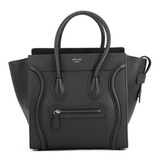 将图像加载到图库查看器中，CELINE Luggage Shopper Tote Bag Black167793DRU.38NO Leather Size micro
