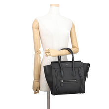 将图像加载到图库查看器中，CELINE Luggage Shopper Tote Bag Black167793DRU.38NO Leather Size micro
