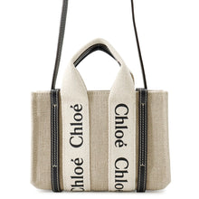 将图像加载到图库查看器中，Chloe Woody 2WAYBag Beige/BlackCHC22AP237I26 Canvas Leather Size Mini
