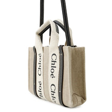 Load image into Gallery viewer, Chloe Woody 2WAYBag Beige/BlackCHC22AP237I26 Canvas Leather Size Mini
