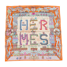 将图像加载到图库查看器中，HERMES Carre Super Silk Quest Size 90 Orange/Vert/Multicolor Silk100%
