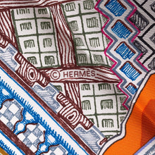 将图像加载到图库查看器中，HERMES Carre Super Silk Quest Size 90 Orange/Vert/Multicolor Silk100%
