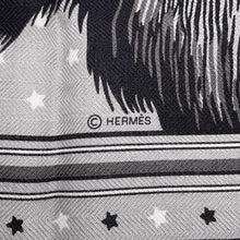 将图像加载到图库查看器中，HERMES Carre GRRRRR! Bandana Size 65 Gris Claire/Black/White Cashmere70% Silk30%
