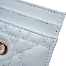 将图像加载到图库查看器中，Dior Dior Jolie Freesia Flat Card Holder Cannage Light BlueS3103UNJB_M00Z Lambskin/Faux Pearl
