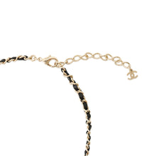将图像加载到图库查看器中，CHANEL Chain motif bag charm icon choker necklace star clover CC logo Black/GoldABG275 Metal Leather Rhinestone
