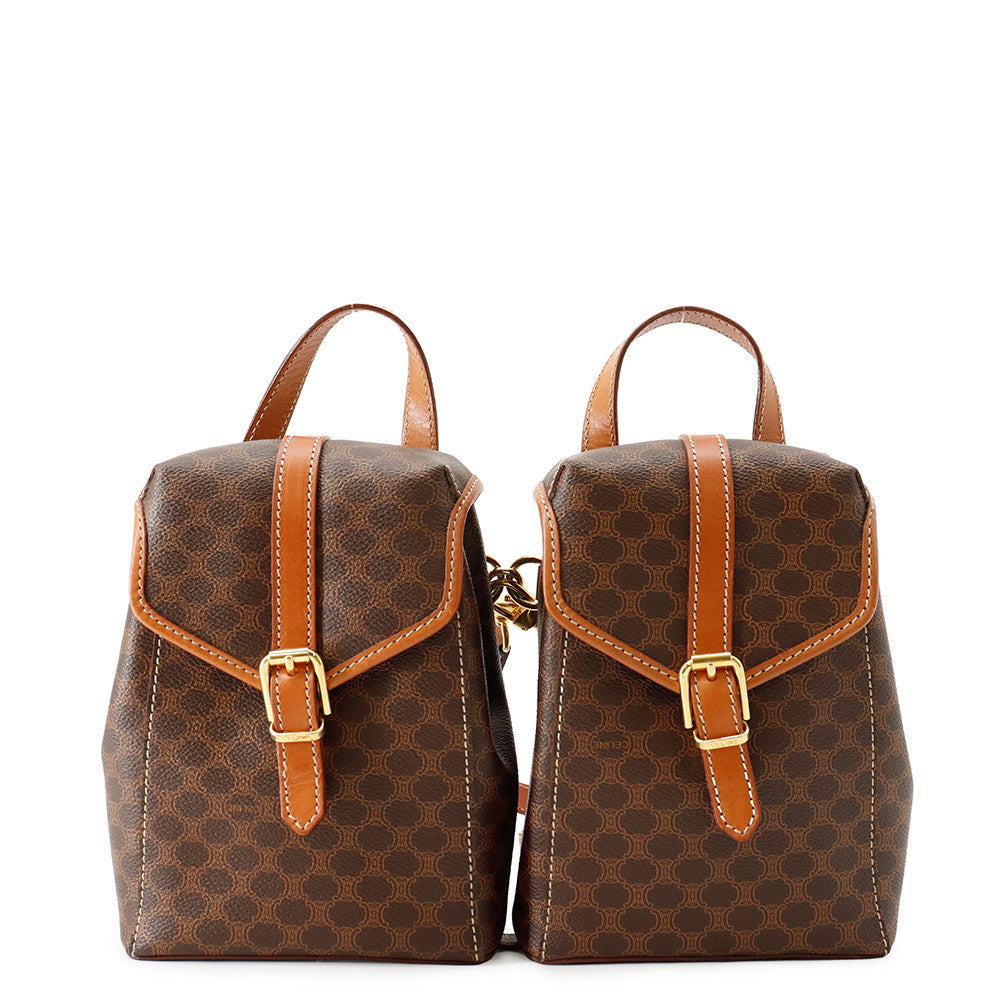 CELINE Macadam Twin Mini Backpack Brown PVC Leather