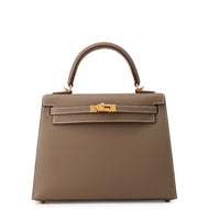HERMES Kelly Sellier Etoupe Epsom Size 25